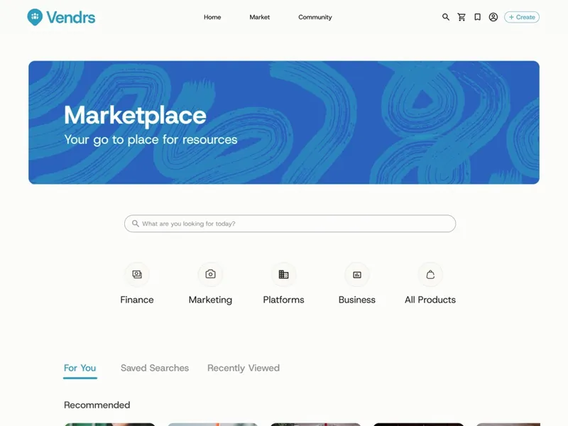 The Vendrs Marketplace: search and browse categories for business resources